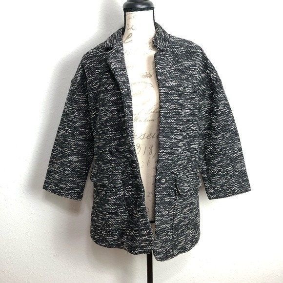 ANTHROPOLOGIE Elevenses Tweed Minka Coat Black S - Picture 14 of 14